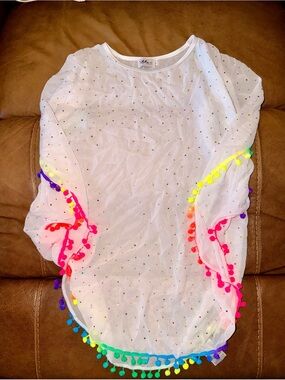 Lola + The Boys White Sheer Top with Multicolor Studs
